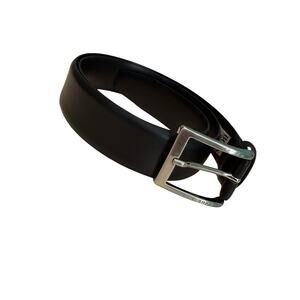 Hugo Boss Men's Leather 100% Cow Skin Belt Size 32 Black Silver Hardware